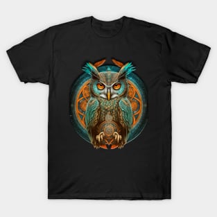 Wise Owl Artwork Mandala T-Shirt T-Shirt